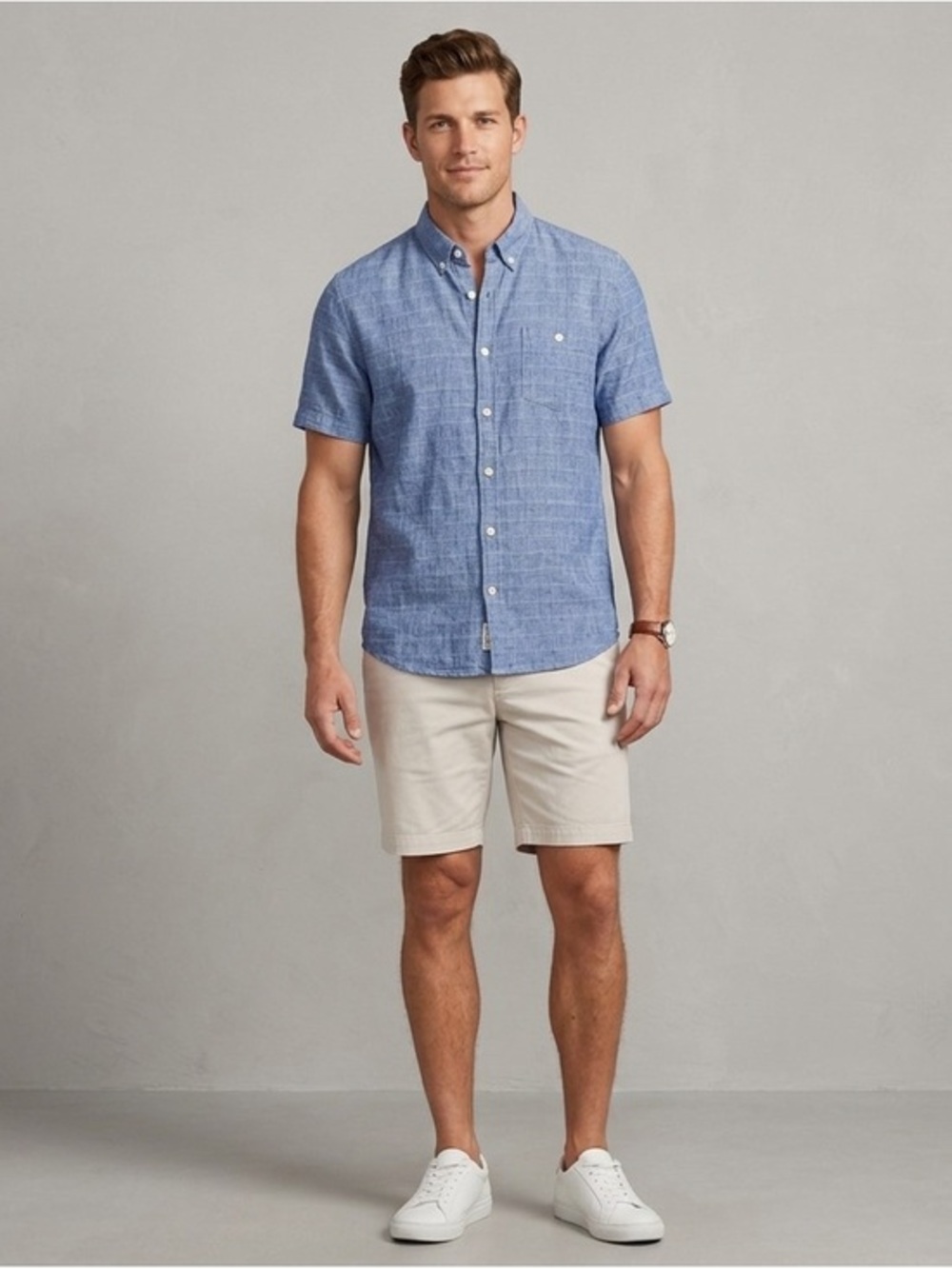 Weatherproof Vintage Mens XXL Short Sleeve Casual Shirt Blue Linen Cotton 2XL